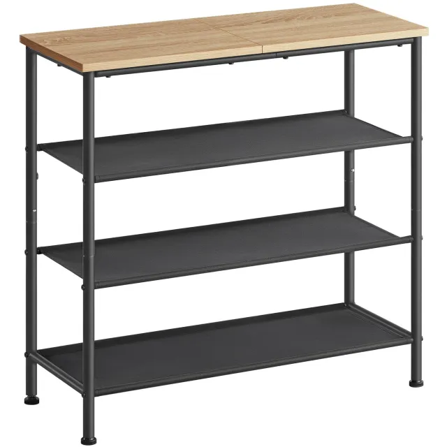 Oskar LBS035B11 schoenenrek – Sonoma en zwart – 75 × 30 × 71 cm – 3 schoenenplanken Sonoma | Zwart