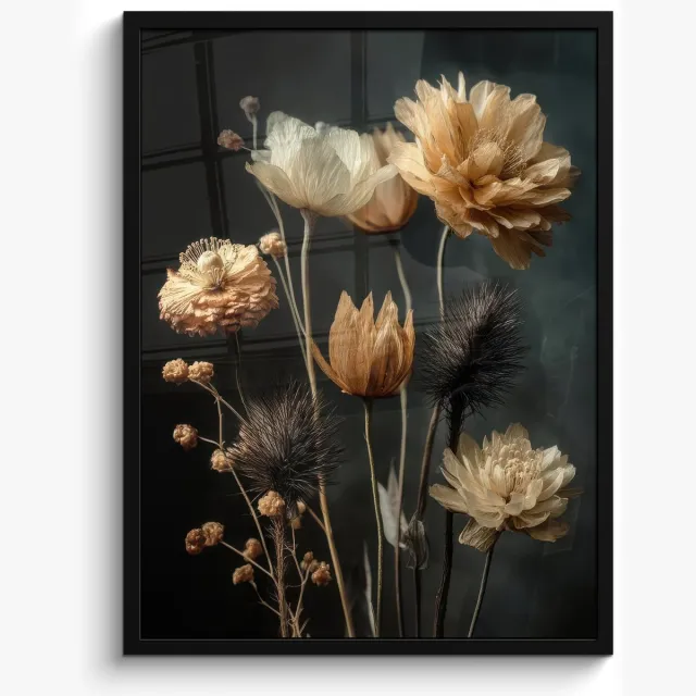 FrameYourWall Poster in lijst - Fotolijst 60x80 cm - Posters - Boeket - Bloemen - Licht - Zwart - Posterlijst zwart - Decoratie - Wanddecoratie woonkamer - Muurdecoratie slaapkamer