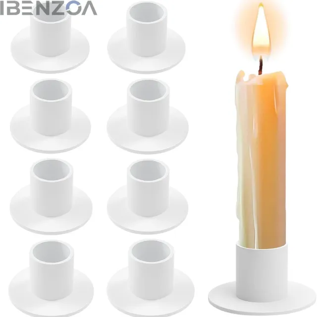 Ibenzoa Kandelaars - Wit - 8 stuks - Met stabiele basis - Elegant design