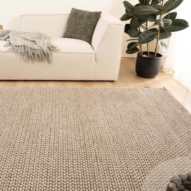 Nordic Weavers Wollen vloerkleed - Løkke zandkleur 160x240