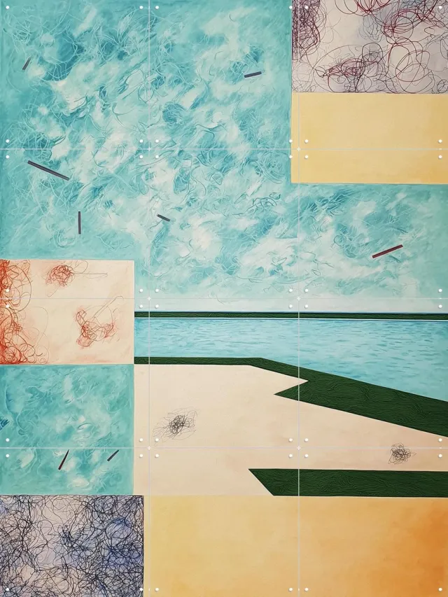 IXXI Surreal Pools - Empty Depths, Artclaud - 60 x 80 cm - Grote wanddecoratie en posters - Modern, Abstract, Studeerkamer, Woonkamer, Strandhuis Blauw