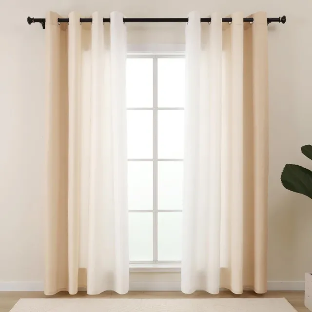 Ibenzoa Gordijnen Set van 2 met Ombre Effect voor Diverse Ruimtes beige