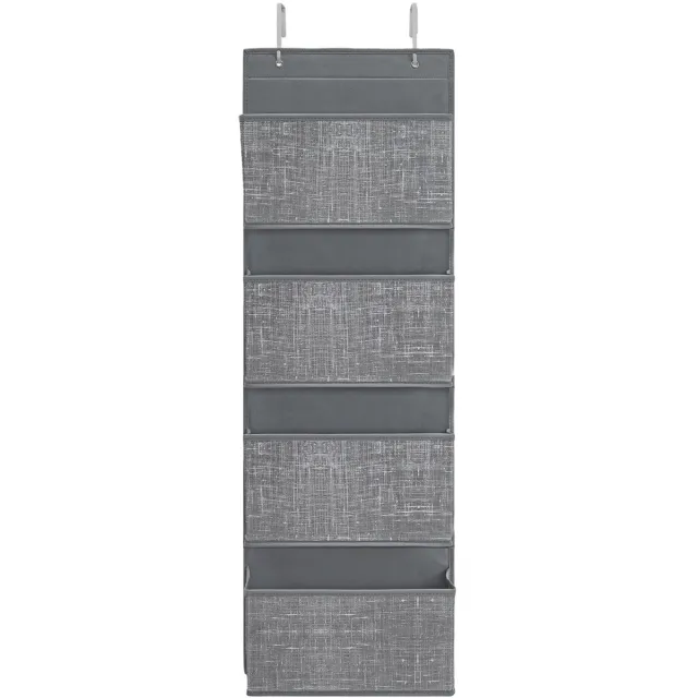 Songmics Hangrek - Hangorganizer met 4 Vakken - Voor Deur Slaapkamer Kantoor Kast Grijs gemêleerd