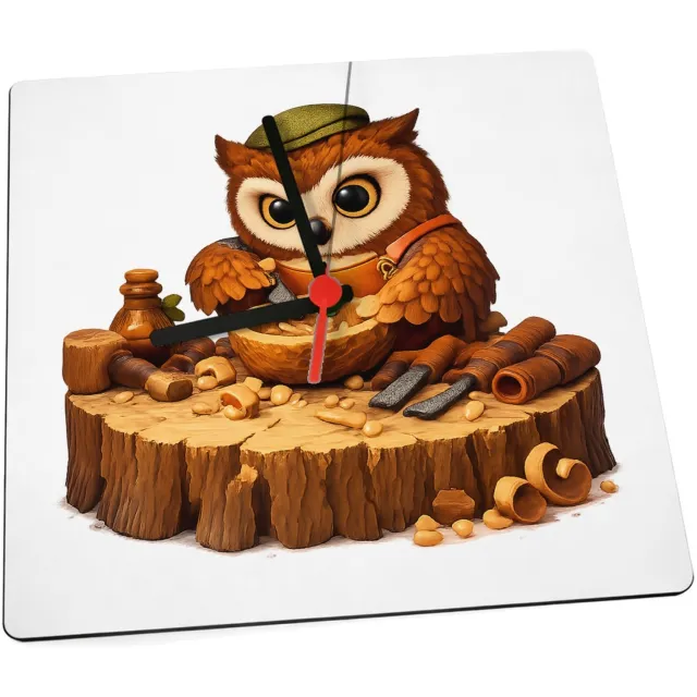 Mr Cadeautjes Klok 19 x 19 - design Een schattige werkende figuur als vakman met een duidelijk g | cadeau Wit