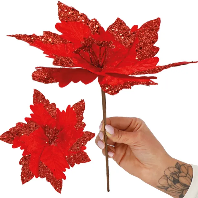 springos Kunstbloem | Kerst | Ster van Bethlehem | Rood | Glitters