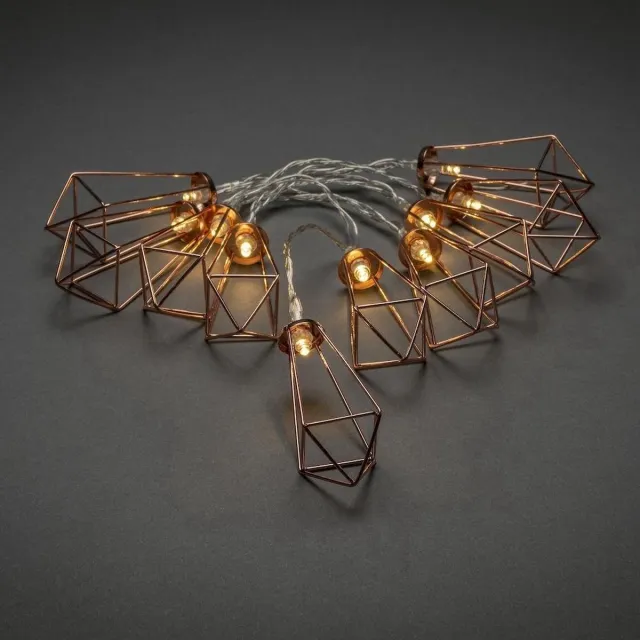 New Age Devi LED Lichtsnoer met 10 koperkleurige meta- len robijnen - 90 cm