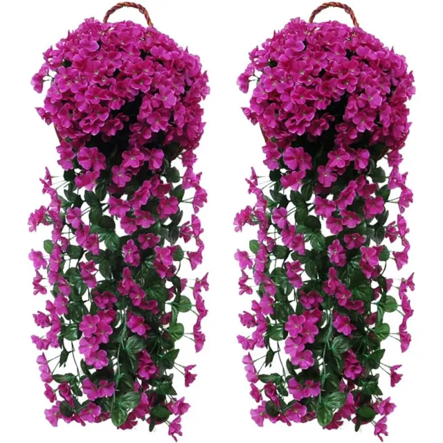 Famanu Hangende kunstbloemen - blauweregen - klimop - kunstbloemen - viooltjes - hangende bloemen voor buiten - woondecoratie - tuin/binnenplaats - koord - bloemendecoratie Red Rose Color