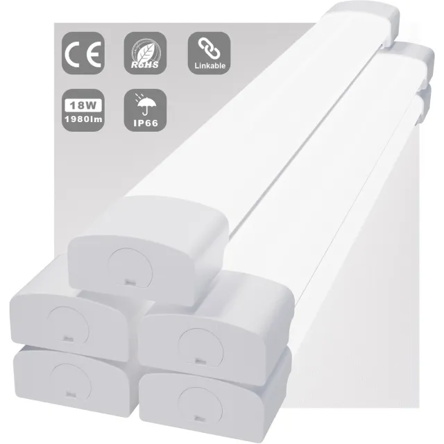 MODLICHT 5PCS LED Batten 60 cm 18W 5000K 2000LM - Daglicht wit - LED TL Armatuur - Voor werkplaats, schuur en als onderbouwverlichting