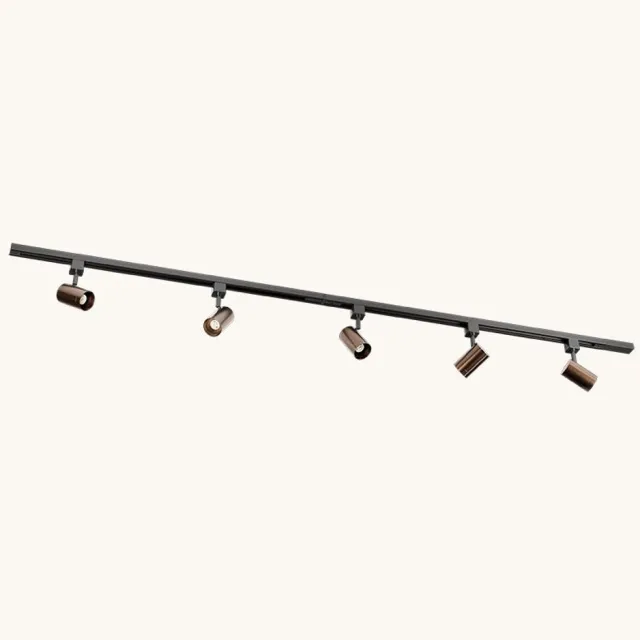 LUSENZ Railverlichting Pakket - Recht - 2x 1 m rail - 5 railspots - Brons - Excl. Lichtbron - IP20 - Modulair - 230V - Beloria Zwart / Brons