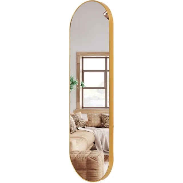 MISOU Wandspiegel - Passpiegel - Hangspiegel - Ovaal - Goud - Spiegel - 100x30cm - Wanddecoratie - Miroir Mural - VELORA