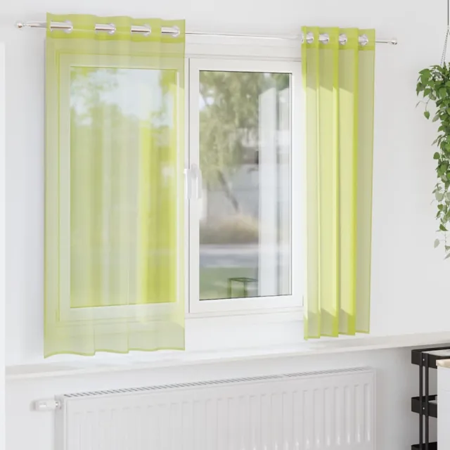 vidaXL Gordijnen voile met doorvoertules 2 st 140x175 cm appelgroen