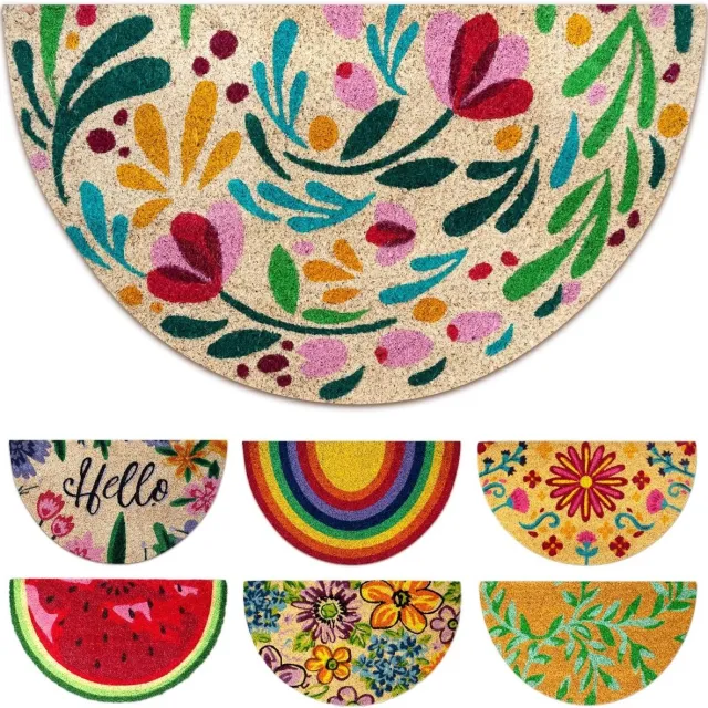 Famanu Originele kokos deurmat, semi-cirkelvormig, robuust en antislip, 40x70 cm Neutraal