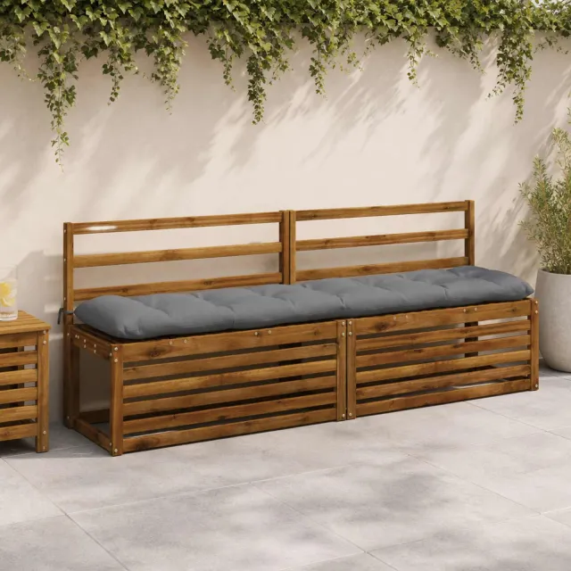 vidaXL Bank Kussens VIANEN 2 st 100% Polyester Grijs 190 x 40 x 12 cm