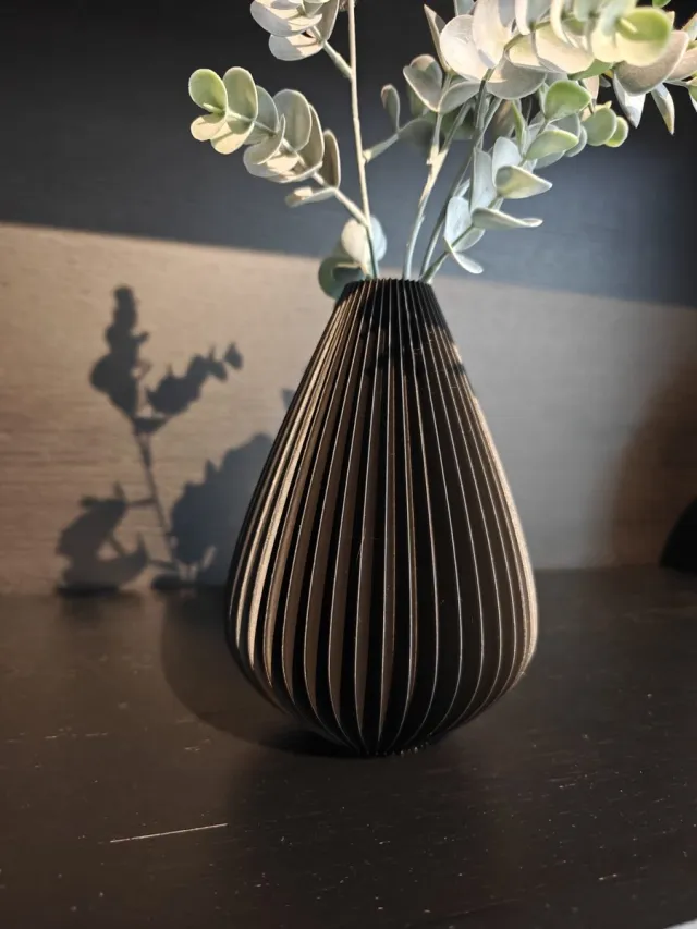 Thuisdeco 3D-geprinte Design Vaas Zwart – 17 cm Hoog – Moderne Duurzame Vaas voor Droogbloemen- moderne vaas – Vaas - Zwarte Vaas - Decoratieve Vaas -Handgemaakt Interieuraccessoire van Biologisch PLA