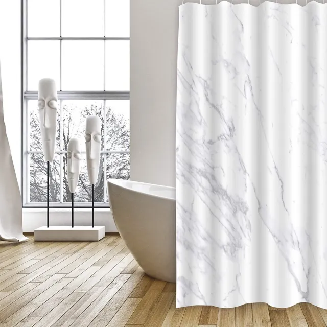 MSV Toscana Douchegordijn 180x200 cm - Polyester Douchegordijn met Marmer Design - Waterafstotend en Onderhoudsvriendelijk GRIJS