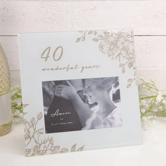Amore by Juliana Fotolijst glas 40 jaar getrouwd 40 years huwelijk van Amore by Juliana Wit