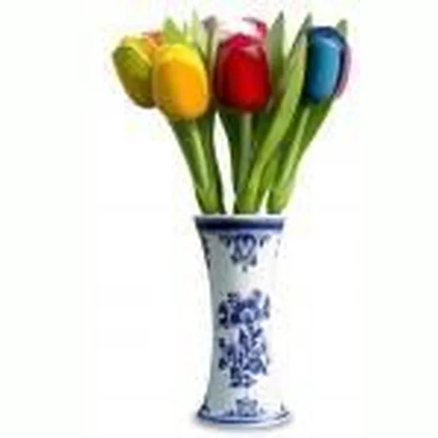 DHKW Delftsblauwe vaas met houten tulpen