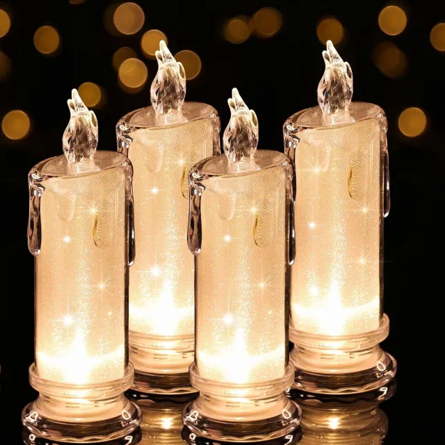 FLITI LED Kaarsen - Vlamloze Zuilkaars - Batterijgevoed - voor Valentijn, Bruiloft, Ramadan, Kerst - 6.5x17.5cm - 4 Stuks Witte