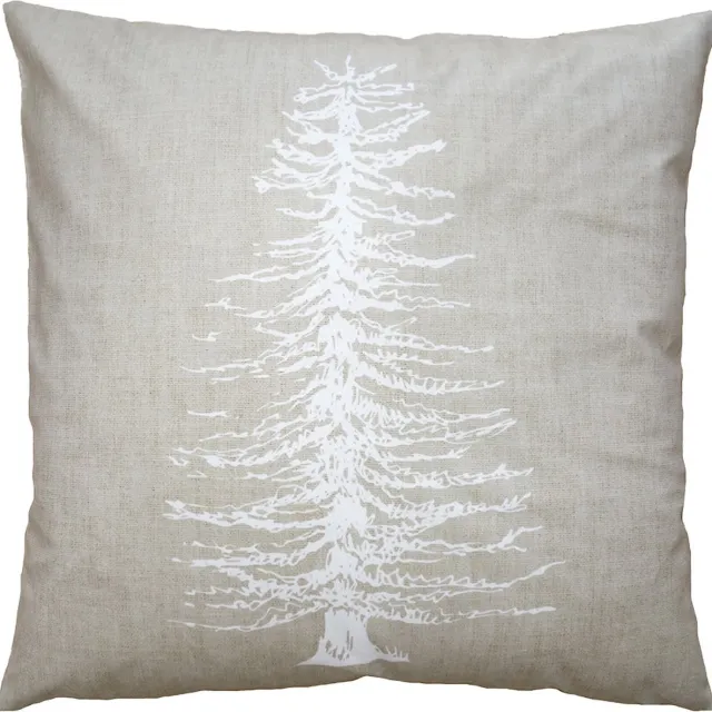 Clayre & Eef Kussenhoes 45x45 cm Beige Wit Polyester Dennenbomen Sierkussenhoes