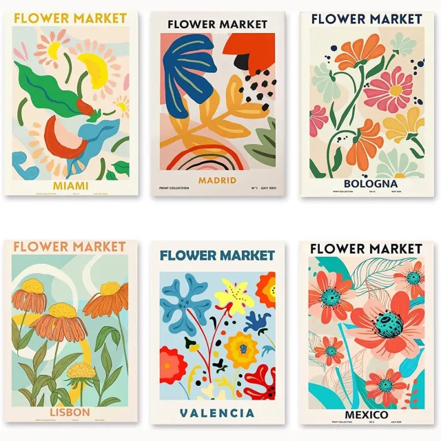 Ibenzoa Verfijnde Bloemenkunst Posterset - Moderne Vintage Bloemenafbeeldingen voor Elke Kamer in Huis beige