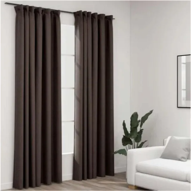 vida xl Gordijnen linnen-look verduisterend haken 2 st 140x245 cm taupe