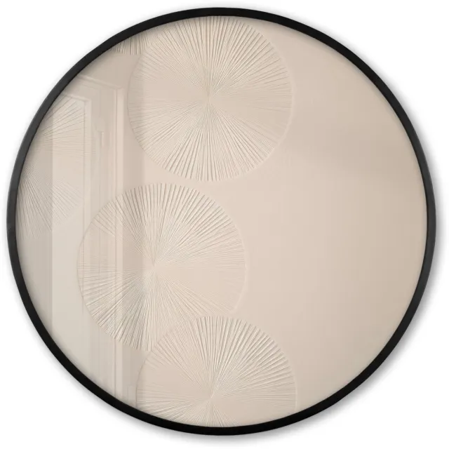 FrameYourWall Poster in lijst Rond - Fotolijst 80x80 cm - Posters - Japandi - Beige - Modern - Ronde posterlijst zwart - Decoratie - Wanddecoratie woonkamer - Muurdecoratie slaapkamer Japandi - Cirkels