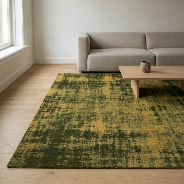 DÉJA Living Vloerkleed 68x220cm - Laagpolig Groen Stof - Ruma