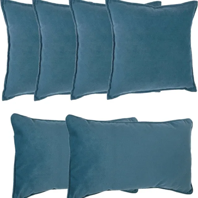 Atmosphera Bank/sierkussens Sophia - set 6x - Blauw - polyester - met rits - In 2 formaten