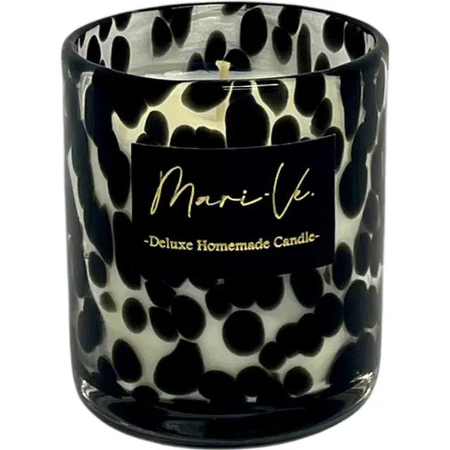 Mari-Ve Deluxe Geurkaars | Panter - Small • Orange Flower Geurkaars | 250ml | 26 branduren zwart