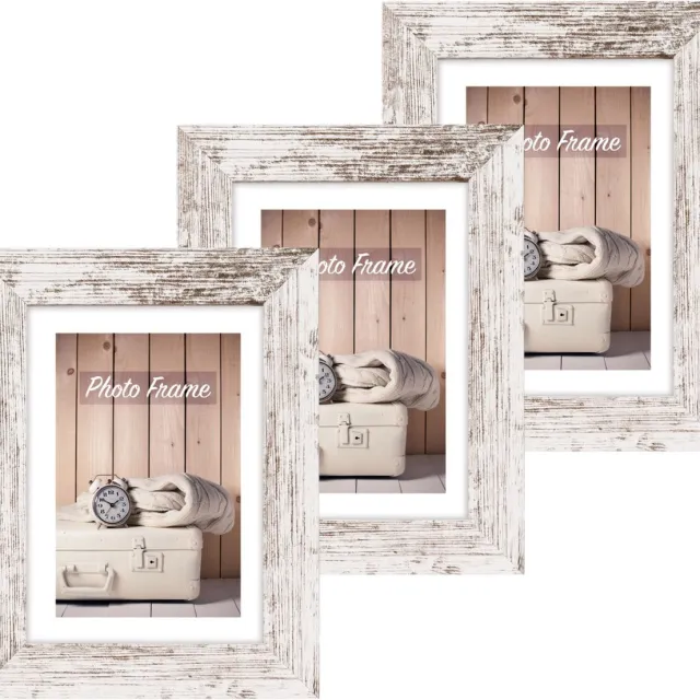 Zep Fotolijst hout - 3x stuks - whitewash - geschikt voor foto van 20 x 25 cm - staand of hangend Wit