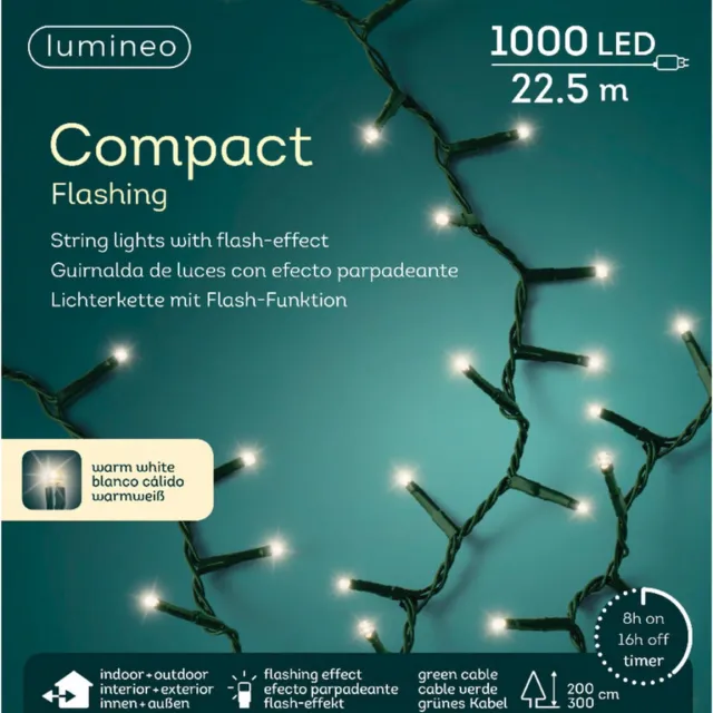 Lumineo Kerstlichtsnoer - LED - knipperverlichting - 1000 lampjes - knipper verlichting