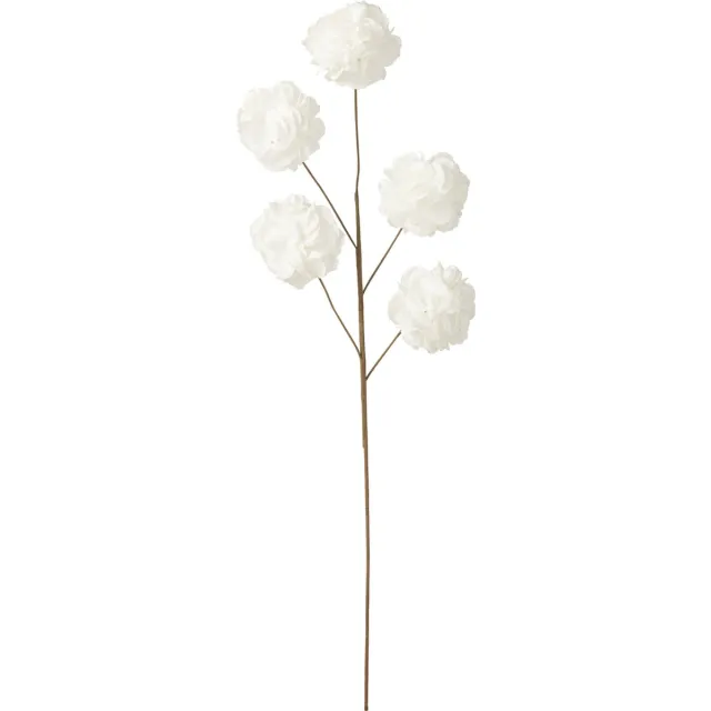 J-Line bloem tak 5 pompoms Eva - kunststof - wit