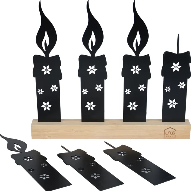 UNUS Adventskaarsen decoratieve staander flexibele adventskrans Zwart