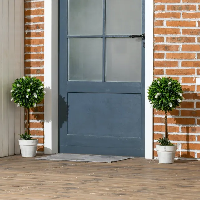 HAUSS SPOLE Kunstplant 2 Delig – Realistische Lavendel In Pot – 60 Cm – Kunststof – Wit – Binnen En Buiten Decoratie – Onderhoudsvriendelijk