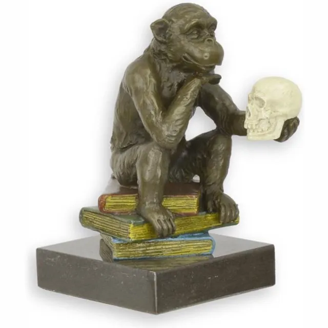 De Splinter bv EEN BRONZEN BEELDHOUWWERK VAN DE FILOSOFISERENDE DARWIN AAP, A BRONZE SCULPTURE OF THE PHILOSOPHIZING DARWIN MONKEY