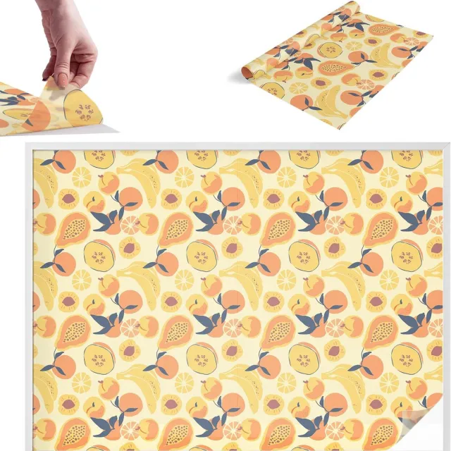 TULUP Raamfolie Anti inkijk - Sappig fruit Melkglas Folie - 200x146 cm - Geel Anti inkijk Raamfolie Glas in Lood - Zonwerende Raamfolie - Naar de keuken, naar de eetkamer - Privacy Folie Raam Glas in Lood Geel - Sappig fruit