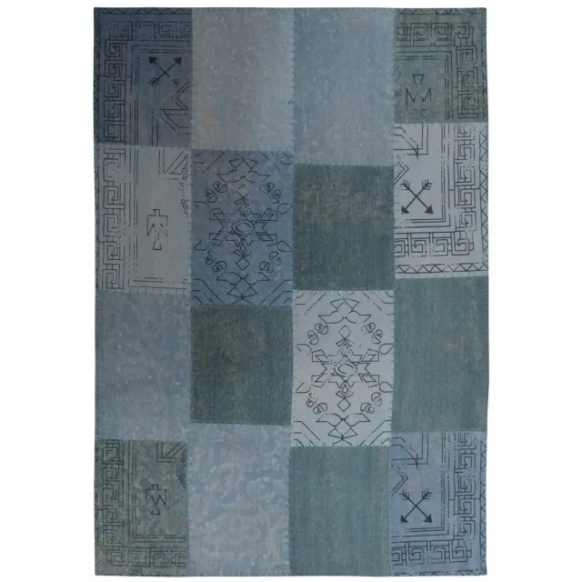 Dutch XXL Retro Vloerkleed | Tapijt | Lyrical | Patchwork | Blauw/Multi | 120x170 cm Blauw / Multi