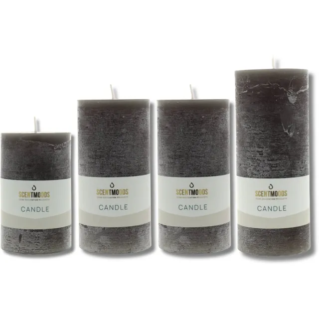 Scentmoods Rustieke Kaars Set Zwart – Set van 4 Stompkaars en Dinerkaars met een Chique Uitstraling