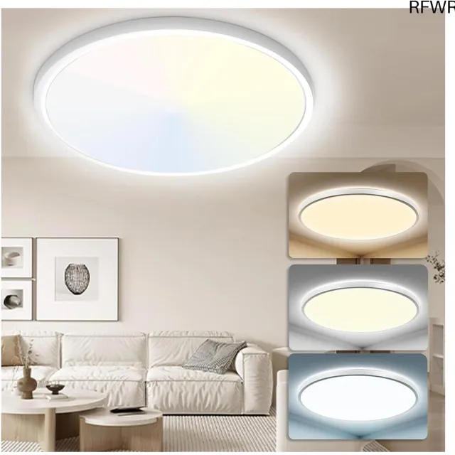 RFWR Plafondlamp 24W met 3 Kleurtemperaturen - Waterdichte Ultra Dunne LED Lamp voor Pareltjes van Keuken, Slaapkamer en Woonkamer Wit