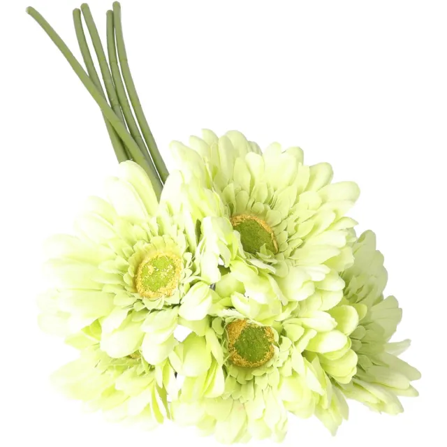 DK design Kunstbloem Gerbera - 5x - 72cm - lichtgroen - Real Touch - kunst zijdebloemen