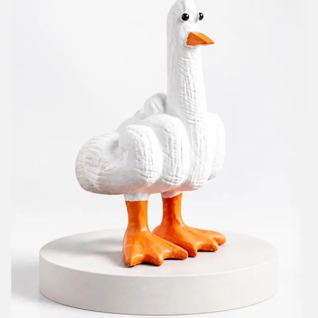 VHV Tuin beeld - Harsen middelvinger beeldje voor de lol - Grappig bureau decoratie beeldje - Tuin decoratie beeld Oranje