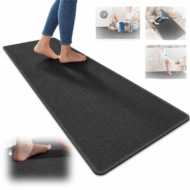 VHV Keukenmat - Keukenloper - Vloermat keuken - Antislip - Waterabsorberend - Linnen look - Voor de keuken en het aanrecht - Wasbaar - 40*120cm - Zwart