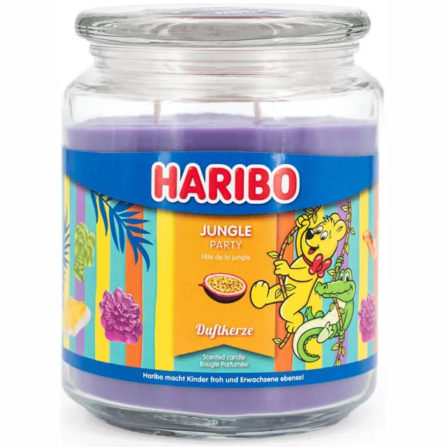 Haribo geurkaars - Jungle Party - met geur - paraffinewas paars