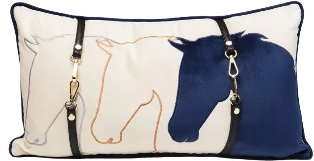 Kare Design Kare Kussen Classy HorseFace White Blue 28x50 Blauw/Wit