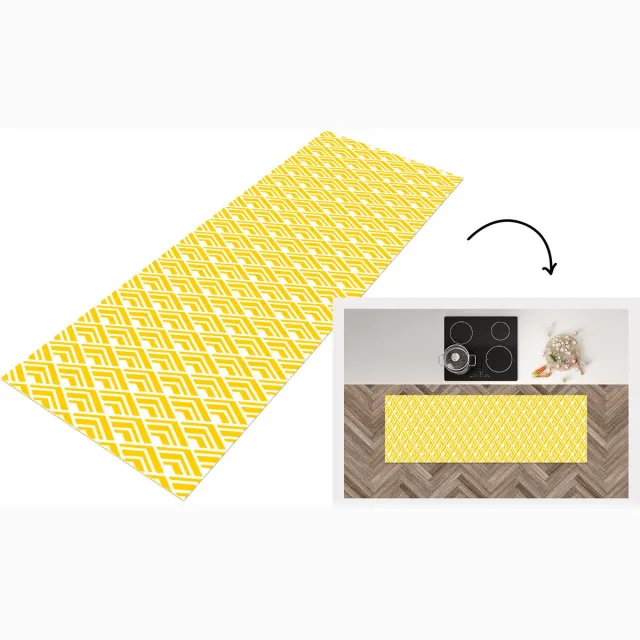 KitchenYeah Keukenloper - Loper keuken - Geometrie - Zomer - Diamant - Geel - Patroon - Keukenloper vinyl, foto 7