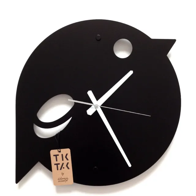 TikTak by Decolicious Decorizzly Gruby Bob Serie - Wandklok - 40cm - Zwart - 3D Effect
