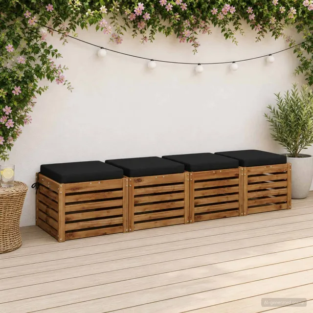 vidaXL Zitkussens SOEST 4 st 100% Polyester Zwart 40 x 40 x 7 cm