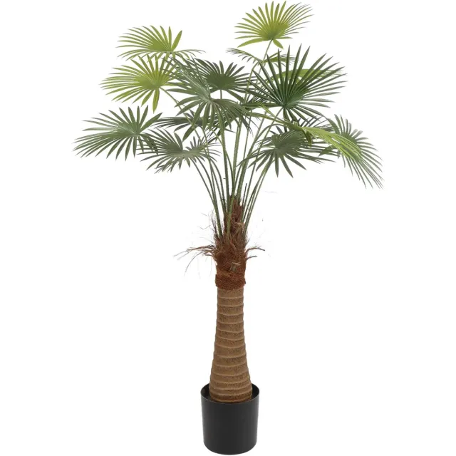 Kunstpalm Kunst Waaierpalm Belize | 125cm - Namaak waaierpalm belize - Kunstplanten voor binnen - Kunstplant waaierpalm Belize Donkergroen