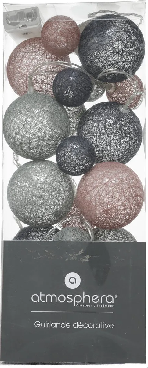 Atmosphera Lichtslinger - 20 verlichte balletjes - multi kleuren mix - 210 cm - batterijen