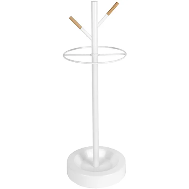 Leitmotiv Parapluhouder Fushion - Wit met rubber, hout - 74x25,5cm - Scandinavisch - Parapluhouder